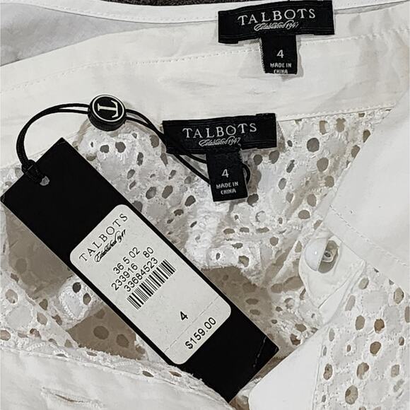 Talbots white eyelet shirt dress over a slip dress‎ size 4 small new!!! - Picture 7 of 9